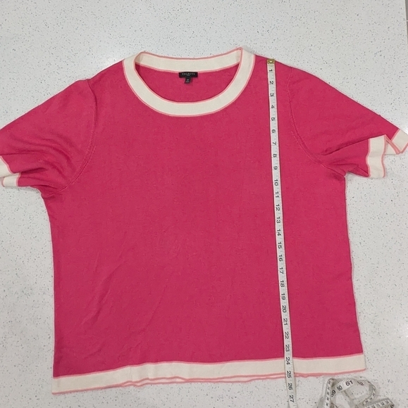 Talbots Plus Woman Pink Knit Top Blouse Crewneck Short Sleeve Stretchy Comfy 2X - Picture 5 of 9